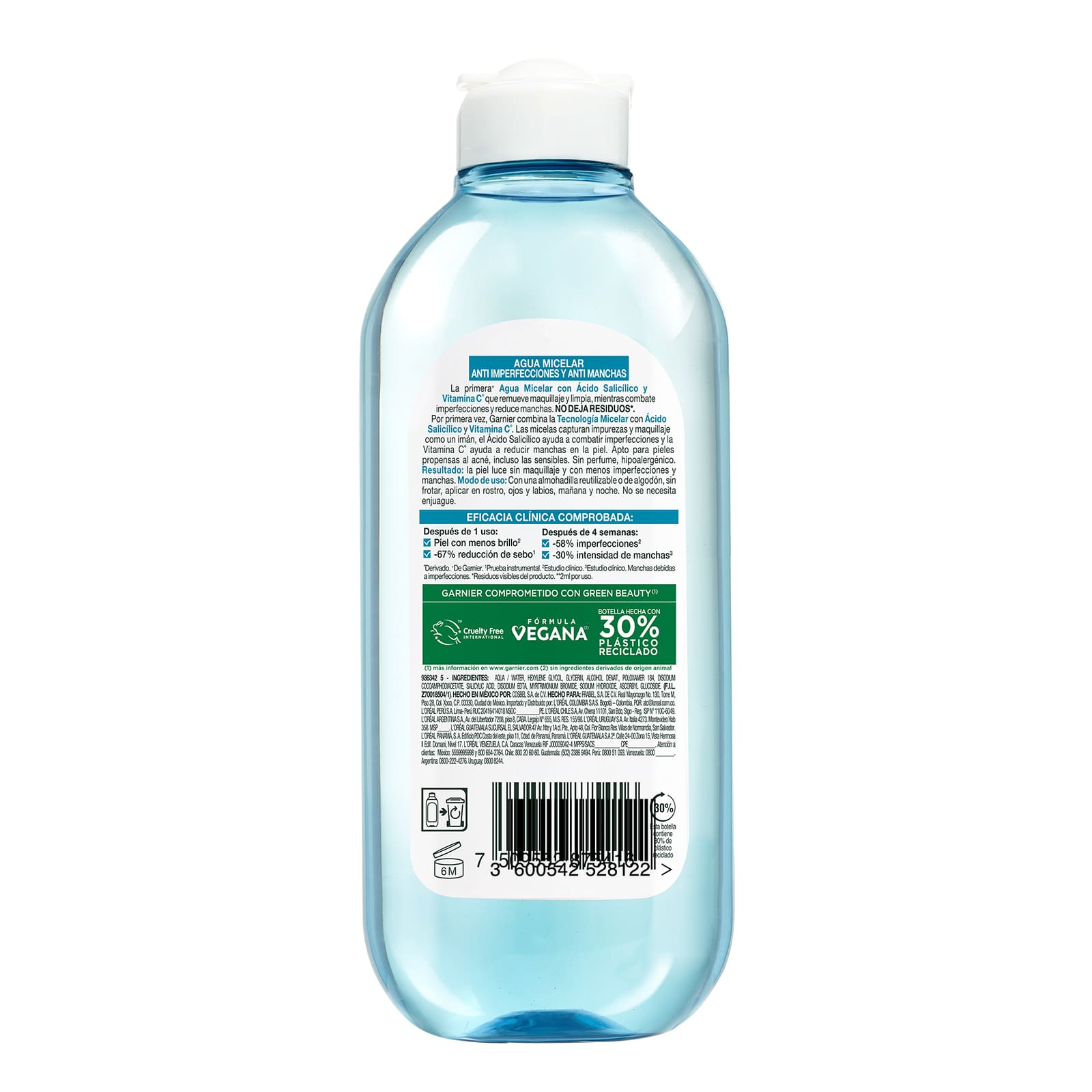Imagen parte trasera Agua Micelar Garnier Express Aclara Anti-Imperfecciones